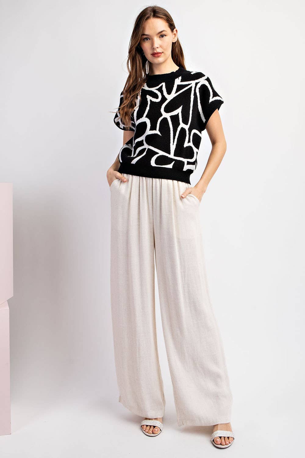 Peace Love Line – Großhandel Strickpullover – Damen – PL2188 - TOP MIT STEHKRAGEN UND HERZMUSTER15