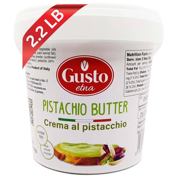 Wholesale Italian Food - Wholesale Nut Butter - Gusto Etna, 2.2 lb (1 kg) Pistachio Cream/Butter Spread Tub