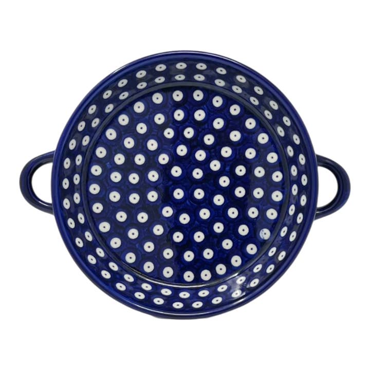 Individual Casserole, Round Dish Handles, 7.75", WR (WR52A) in "Dot to Dot" by W.R. Ceramika | WR52A-SM2 for wholesale by Polish Pottery Outlet