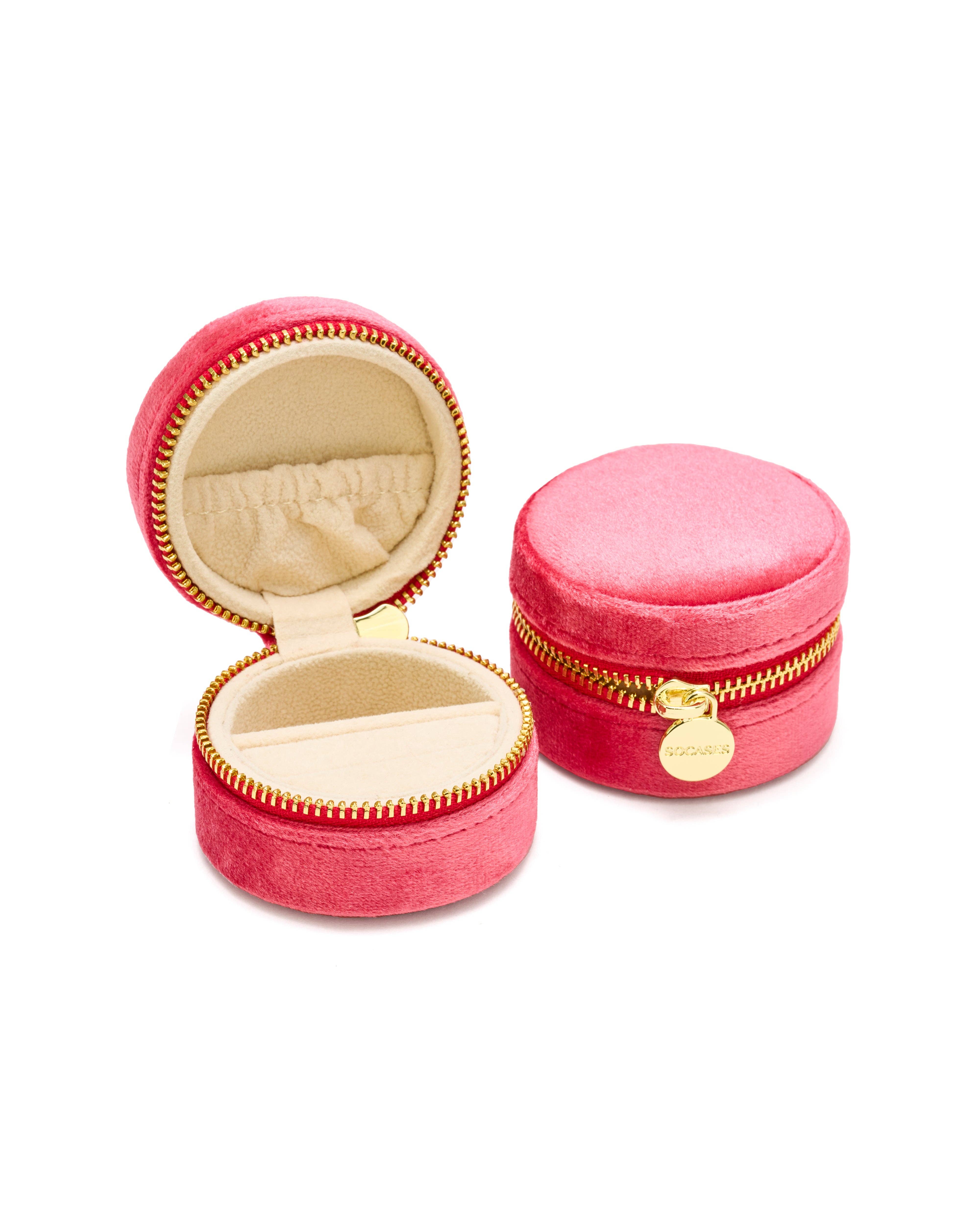 SOCASES - Wholesale Jewelry Box/Organizer - SAMT JEWELRY BOX ROUND MINI col. coral0