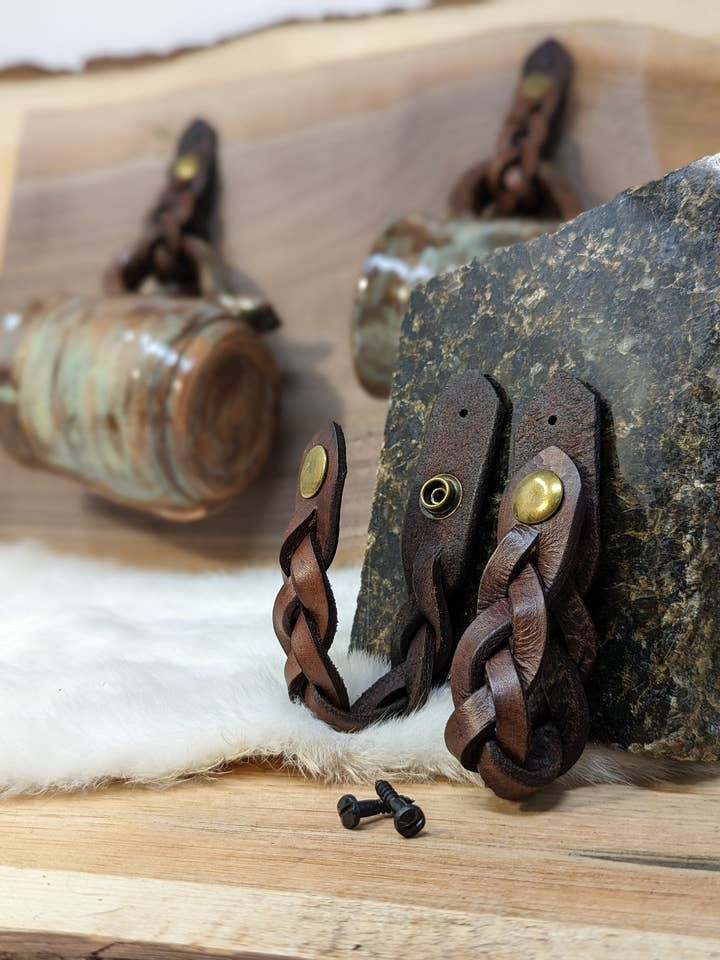 Braided Leather Wall Hangers with Customizable Colors for wholesale by Frost & Ember Creations, LLC