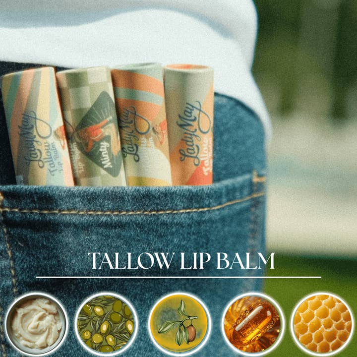 Lady May Tallow - Wholesale Lip Balm - Tallow Lip Balm - CHOOSE A FLAVOR - Natural Beef Tallow Lip Moisturizer with Beeswax & Jojoba Oil1