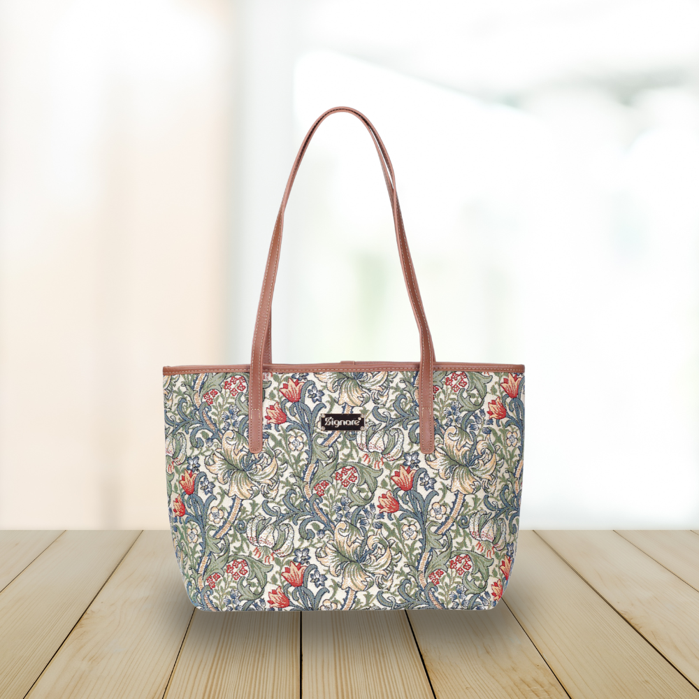 SignareArt - Vente Tote bag – femme - COLL-GLILY | Sac fourre-tout à bandoulière Golden Lily College William Morris4