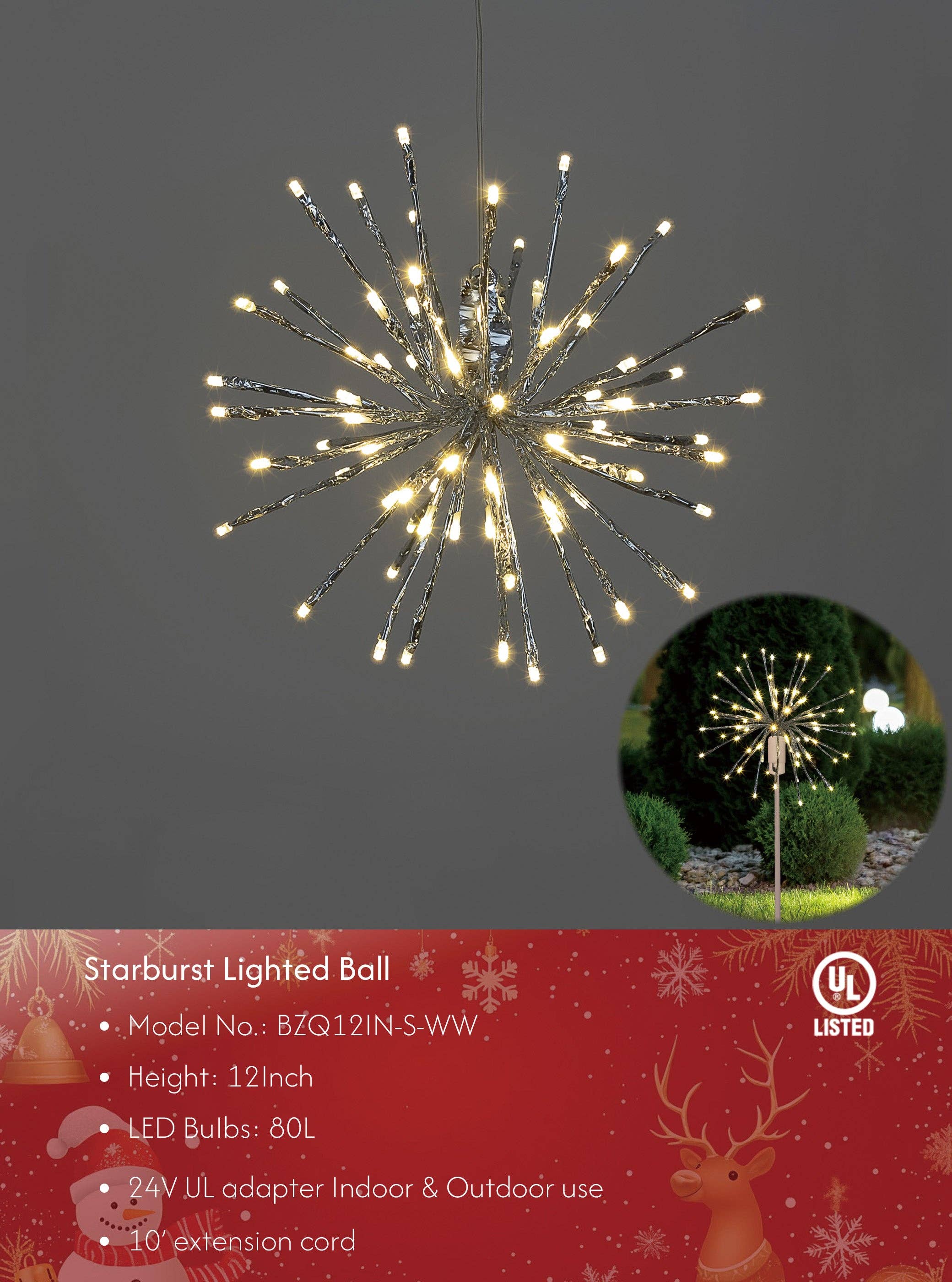 LIGHTSHARE - Wholesale Outdoor/Lawn Light - Starburst Light Lighted Ball LED Firework Lights White Twink2