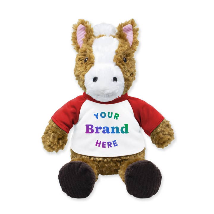 9" Customizable Plush Brown Horse for wholesale by The RGU Group
