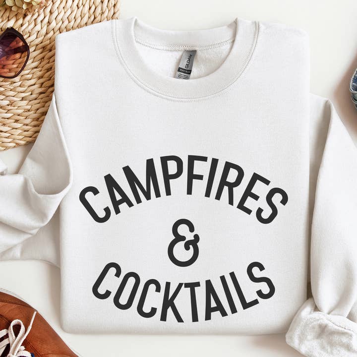 Trendznmore - Modern Graphic Apparel - Wholesale Graphic Sweatshirt - Women's - Campfires and Cocktails Crewneck Sweatshirt