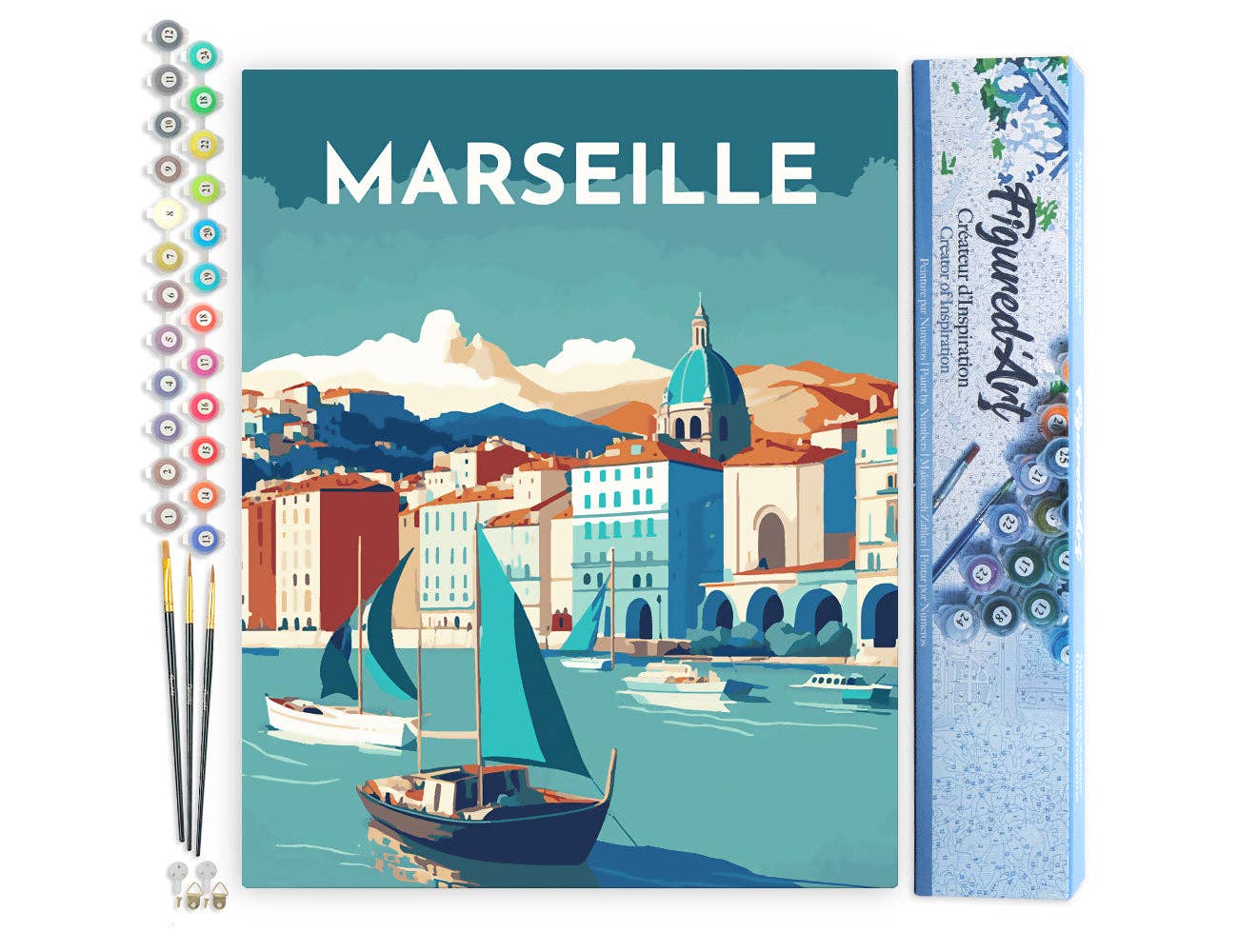 Figured'Art – wholesale DIY craft kit – Paint by numbers Travel Poster Marseille0