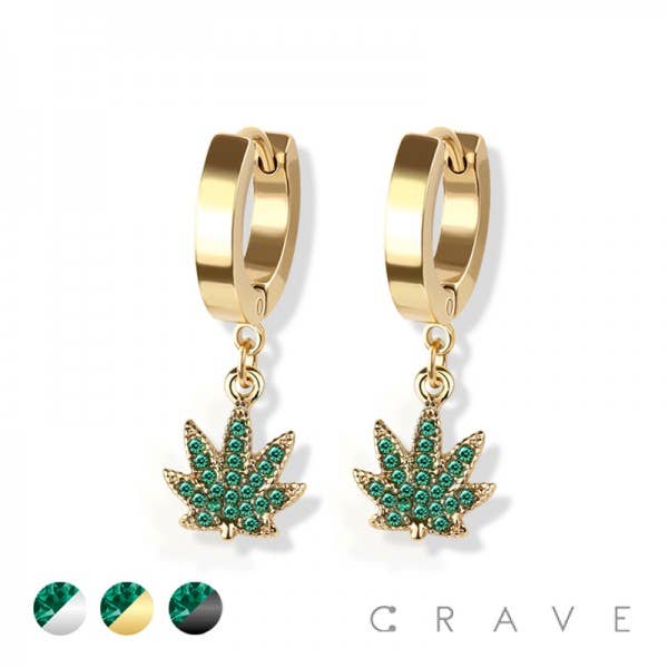 PAIR OF 316L SS EARRINGS W/GEM PAVED MARIJUANA PENDANT and other Purchase Wholesale hdpe pipe. Free Returns & Net 60 Terms on Faire trending on Faire.