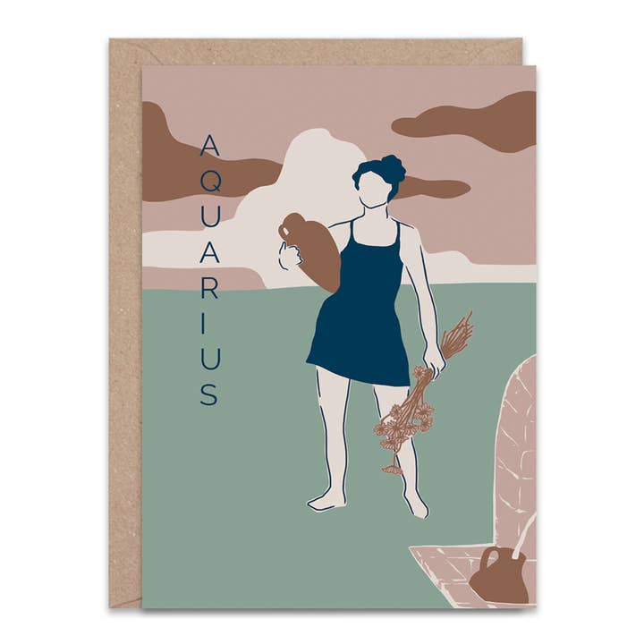 Aquarius by The Hands Print A6 Greetings Card Horoscope for wholesale by The Hands