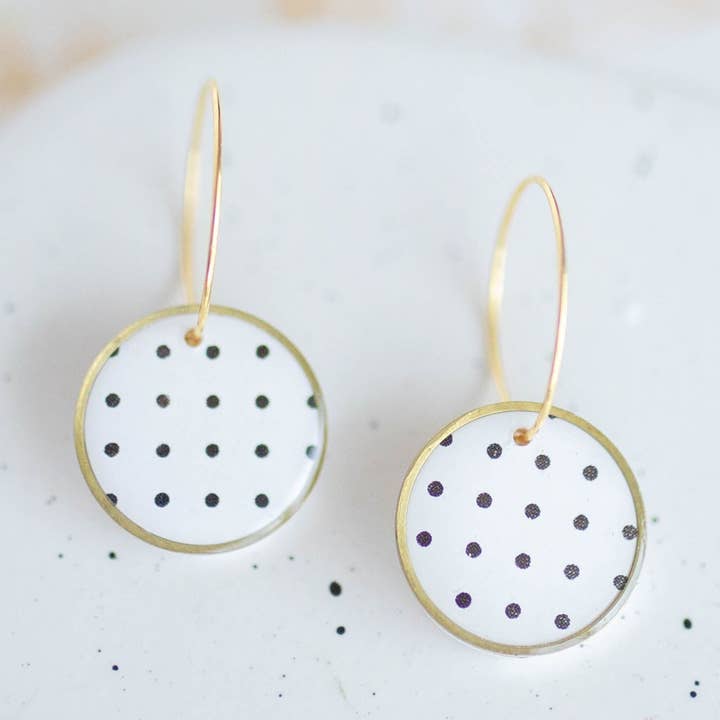 Brinco Clay | Aros Mini Polk-a-Dot | Coleção Namorados por atacado de Hazel n Blue