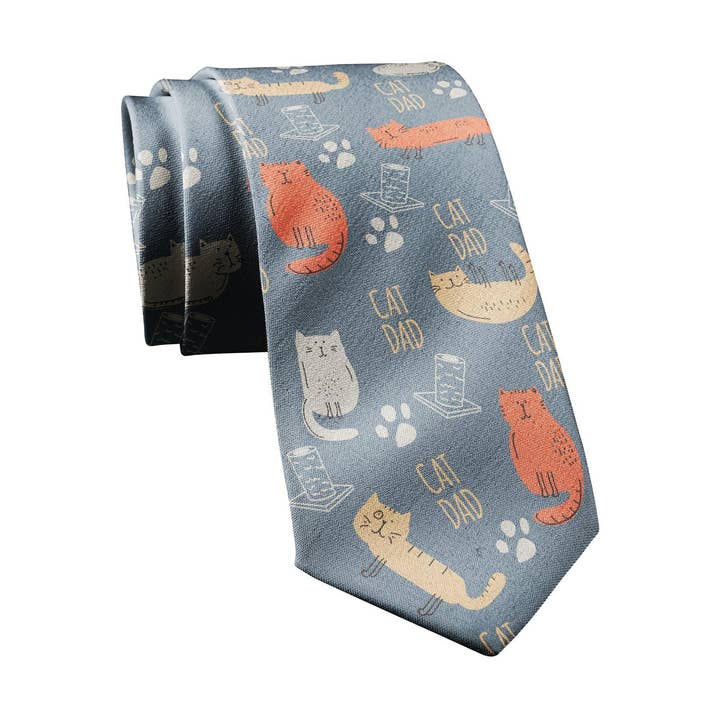 Cat Dad Neck Tie Novelty Necktie Formal Cool Gift Crazy for wholesale by Crazy Dog T-Shirts