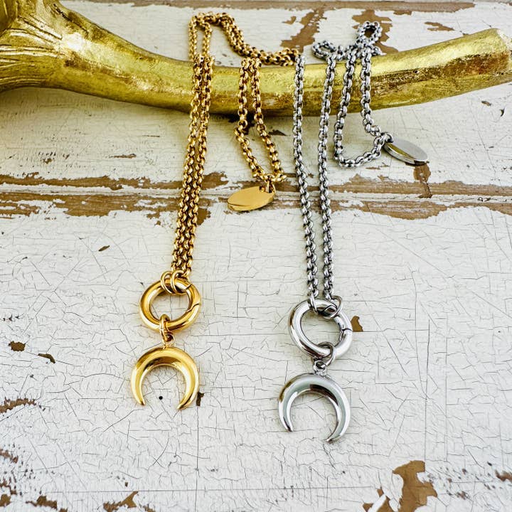 Charmkette mit Karabiner mit Mond Charm für den Großhandel von Mein Mantra