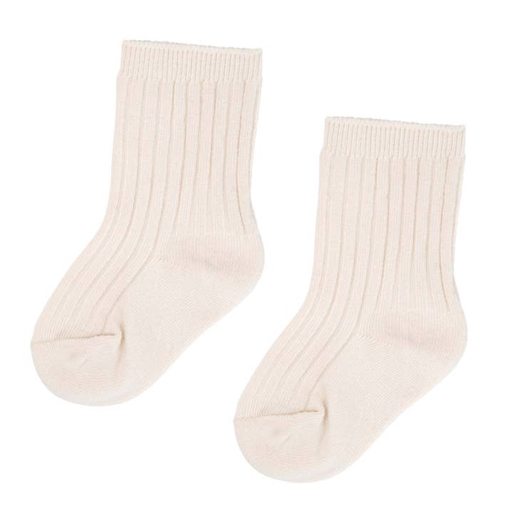 Rib Crew Socks - Ecru for wholesale by Designer Kidz