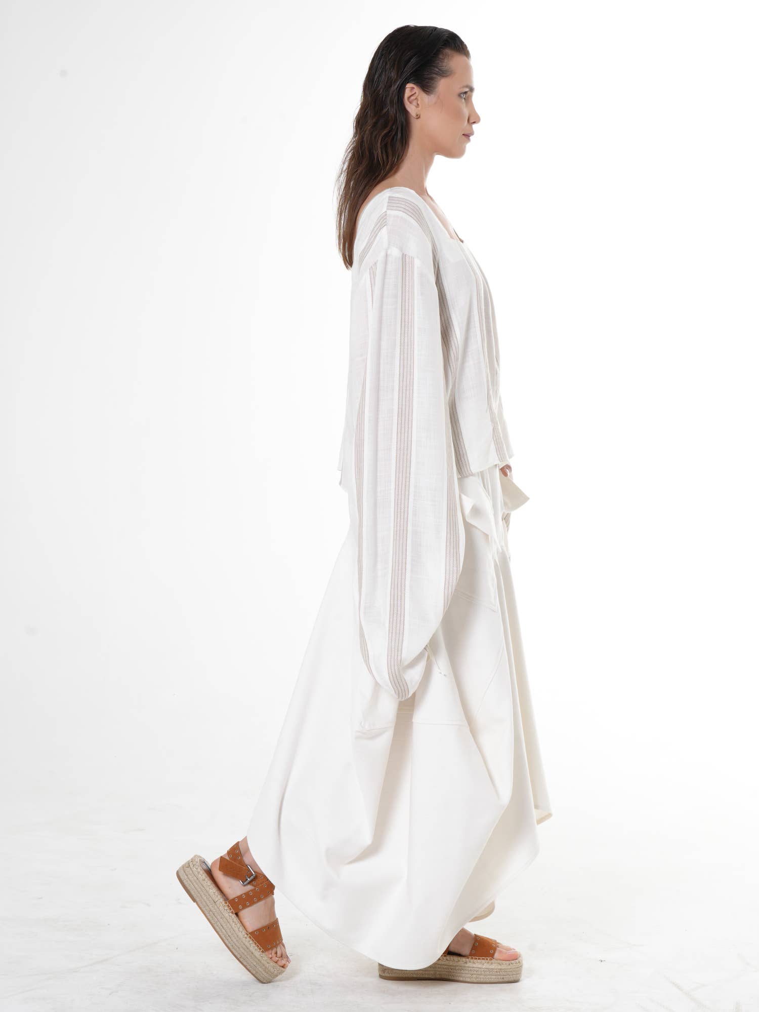 Metamorphoza – wholesale Blouse – Women’s – Boho Top With Oversize Sleeves On Light Stripes 6