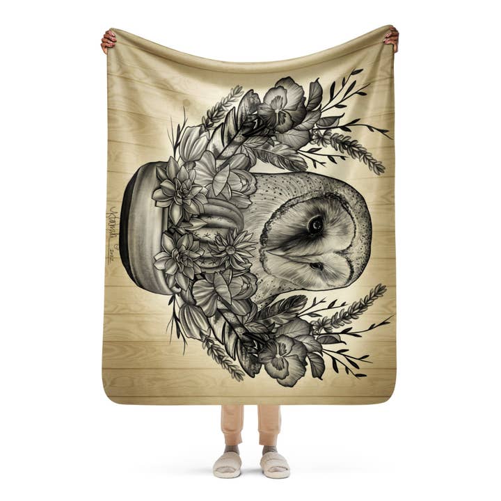 Couverture Sherpa « Nature Owl » pour la vente par The Art of Francella