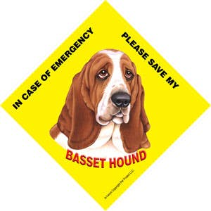 En cas d'urgence, veuillez enregistrer mon basset Hound/Save My Pet Signes avec ventouse pour la vente par SJT Enterprises, Inc.