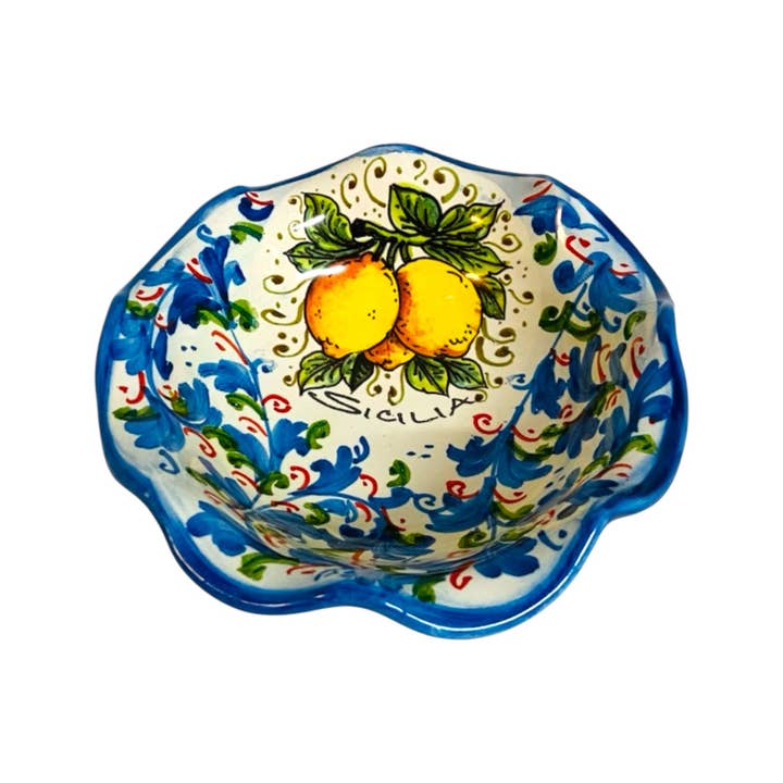 Made in eatalia - Vendita all'ingrosso Ciotola - Ciotola smerlata in fine ceramica siciliana Ø ca. 13 cm