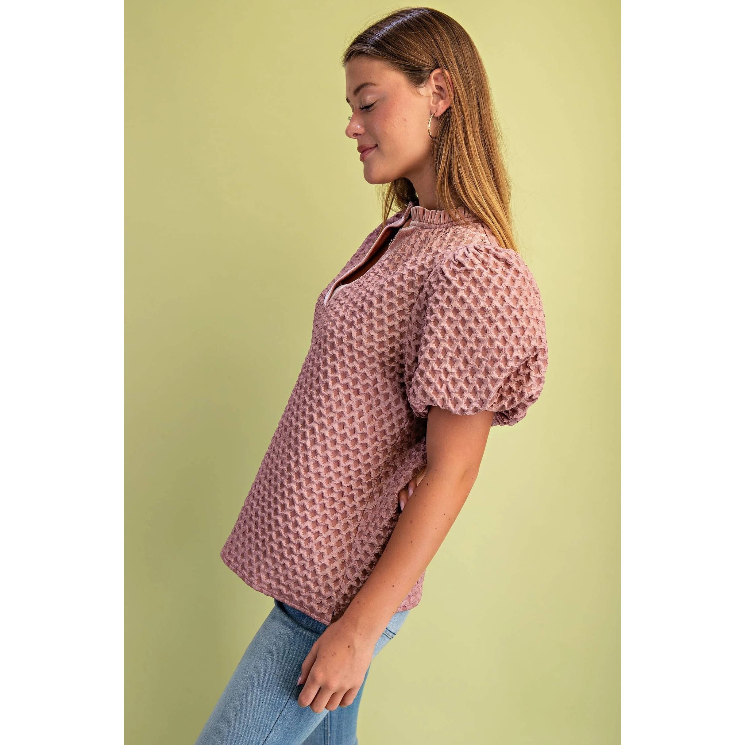 STYLE USA - Wholesale Tunic - Women's - NEW Textured Puff Sleeve Top6