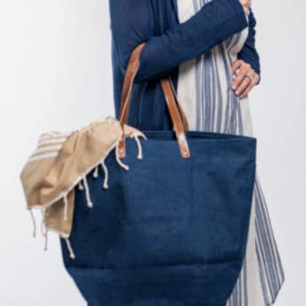 MiMi Wholesale - Wholesale Tote Bag - Women's - JUTE Leather Handle Jute Burlap Tote