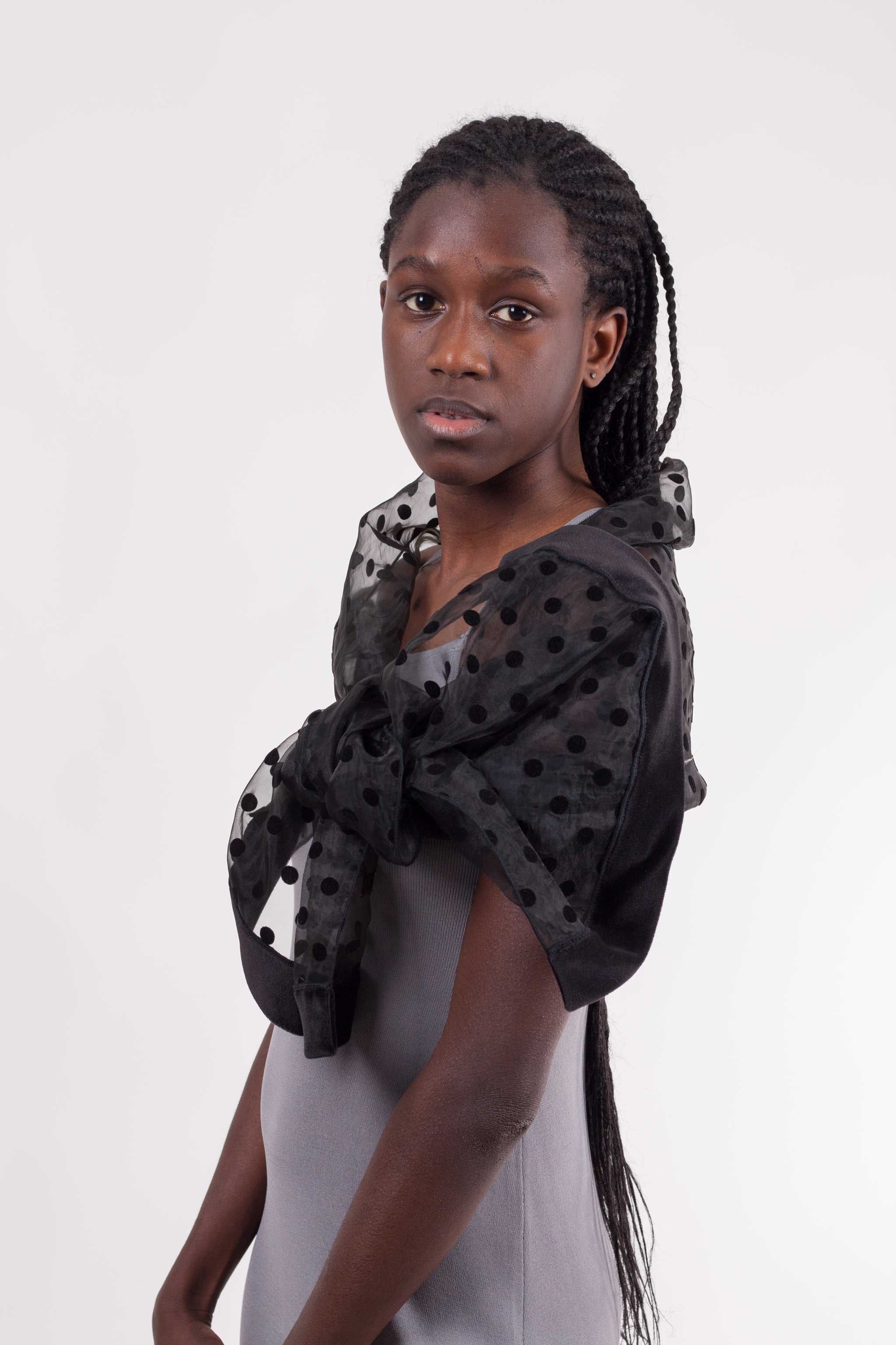 MR Complements - Wholesale Scarf - Women's - Black Polka Dot Party Shawl1