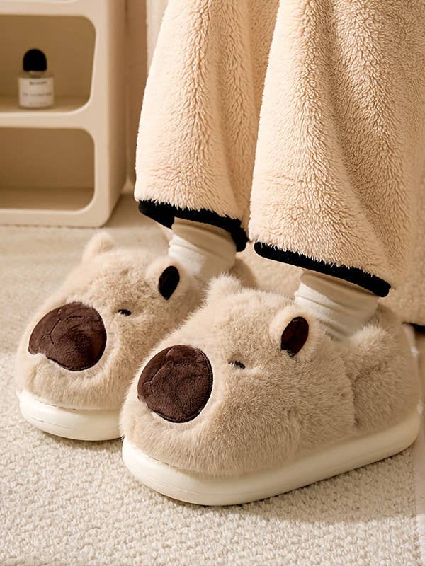 Cute Capybara Plush Slippers Warm FleeceLined Gift for wholesale by Print The Dream