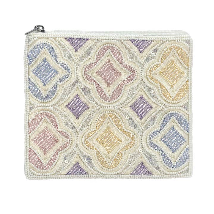 Pizzazz, Inc. - Wholesale Coin Purse - Women's - MOSAIC PASTEL BEADED POUCH