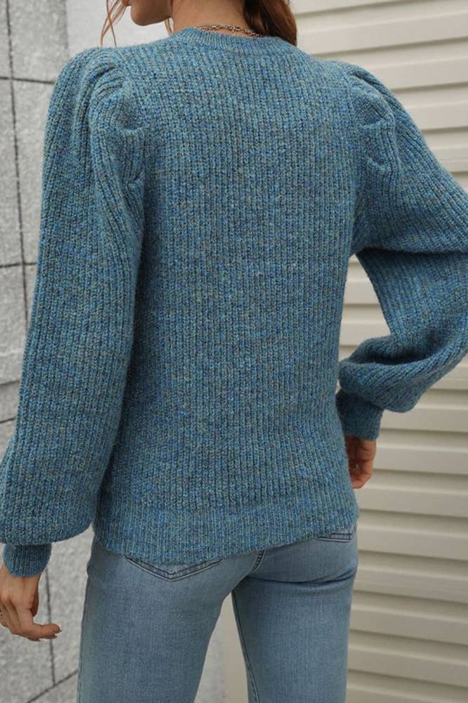 UNISHE - Wholesale Knit Sweater - Women's - Plain Puffy Sleeves Pullover Sweaters MY0193