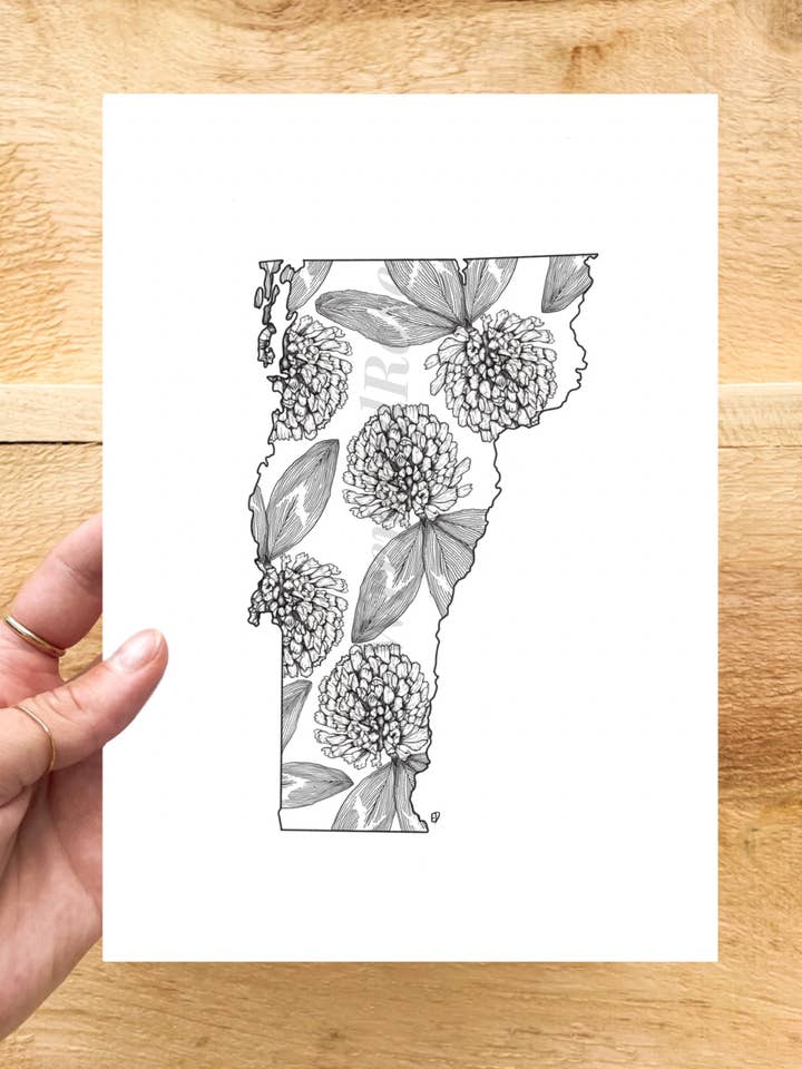 Vermont Clover Print (State Flower) for wholesale by Wren and Rose