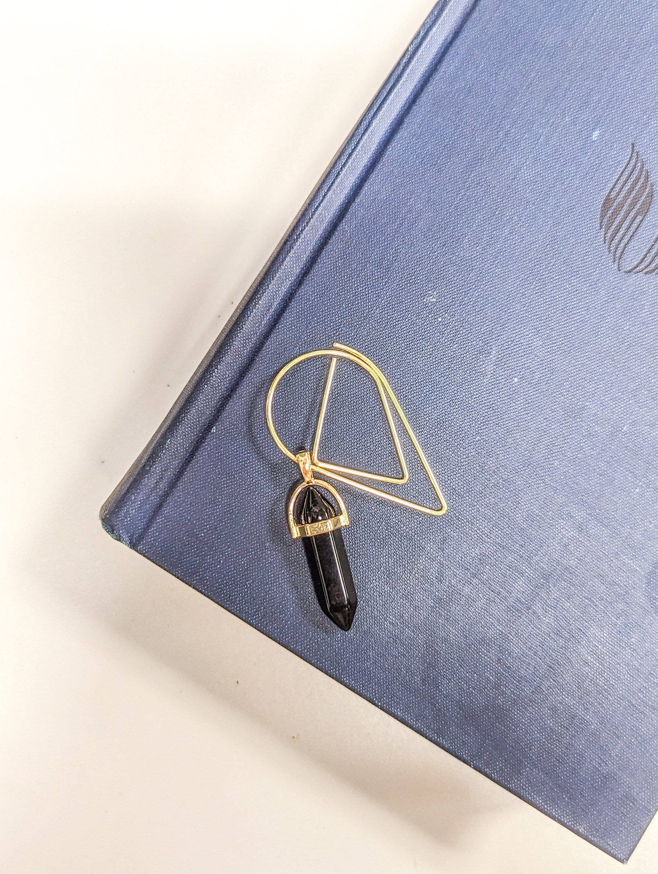 Bookish Trinkets - Wholesale Bookmark - Crystal Pendant Metal Bookmark Teardrop Page Clip8