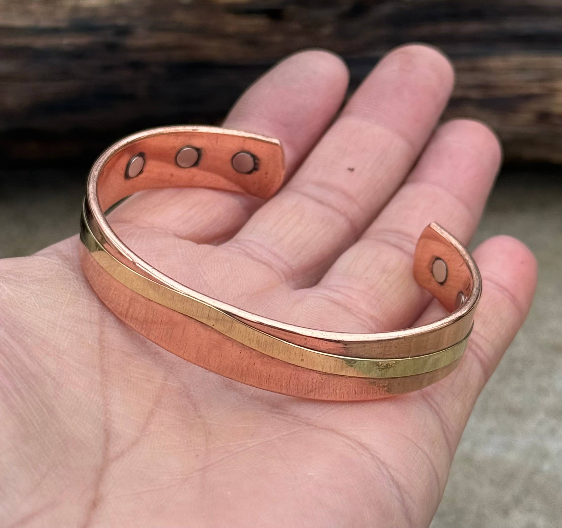 Lungta Imports - Wholesale Cuff Bracelet - Pure Copper 2 Tone Cuff Bracelet for Women and Men3