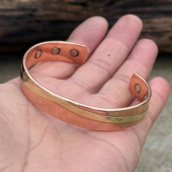 Lungta Imports – wholesale Cuff bracelet – Pure Copper 2 Tone Cuff Bracelet for Women and Men3