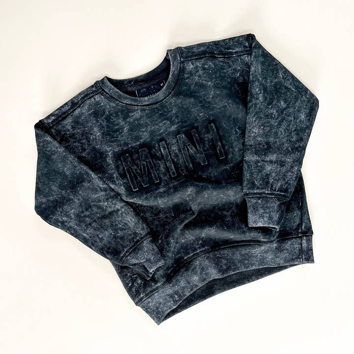 Mini Child Signature Crewneck - Acid Wash Black for wholesale by Merce and Company