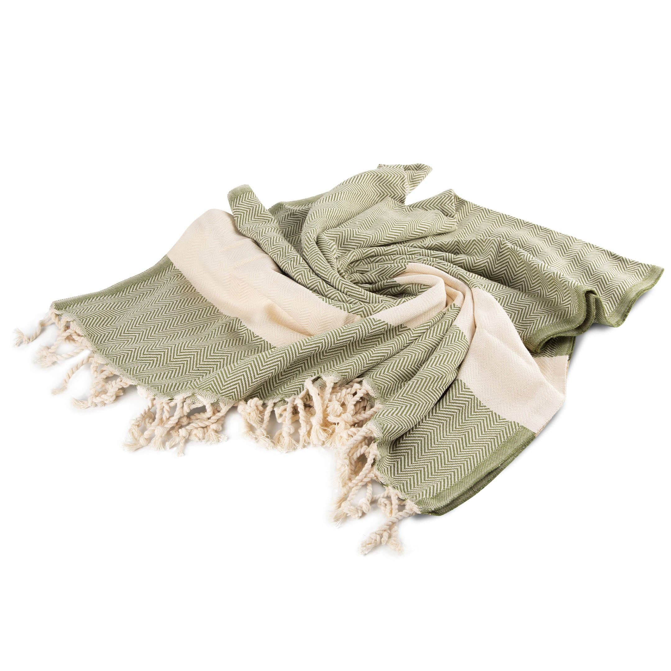 Olijfgroen YURTLU'S TURKISH COTTON Golden Sands Series strandlaken - Olijfgroen | 71 x 37 in 100% katoen voor groothandel op Faire5