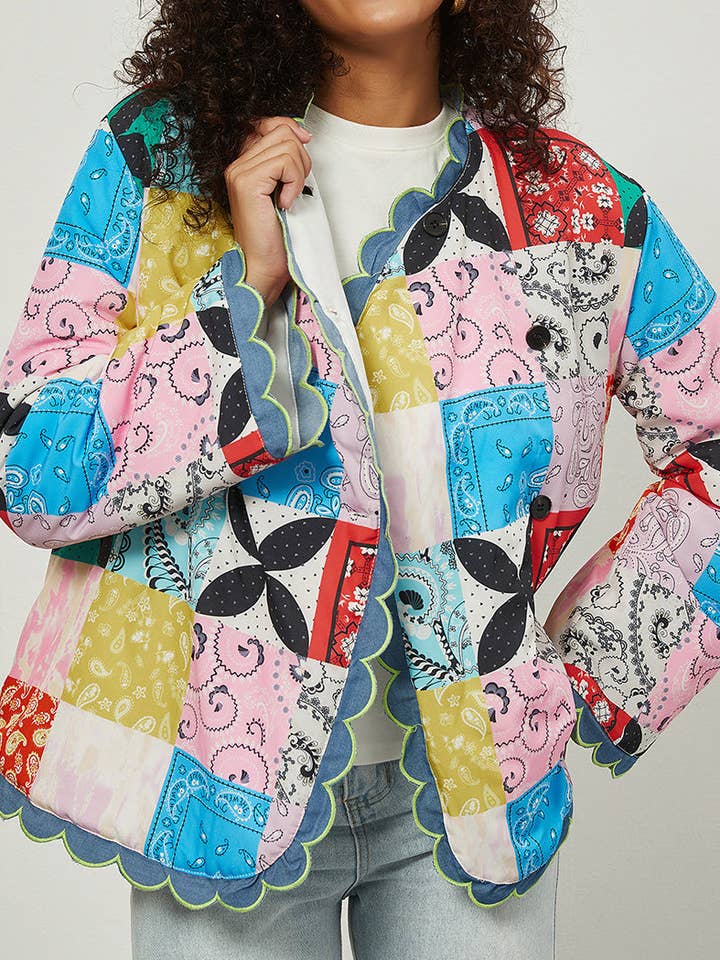 Kantkraag Losse Print Jas voor wholesale door AZSHOP Trading LLC