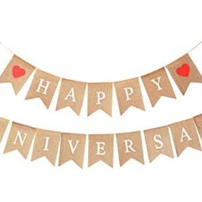 Mandala Crafts Happy Anniversary Banner Burlap Garland ÃÂÃÂHappy Wedding Anniversary Banner - Happy Anniversary Decorations for Party for wholesale by Mandala Crafts