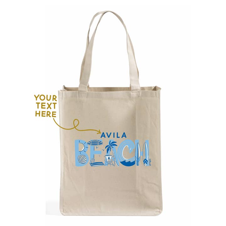Beach - Local Lettering - Shopper Tote for wholesale by doodles.ink.