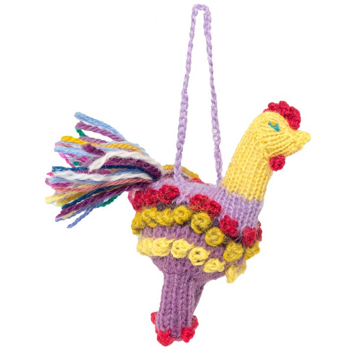 Rooster - Alpaca Knitted Ornament - Sustainable Gift for wholesale by Lucuma Designs