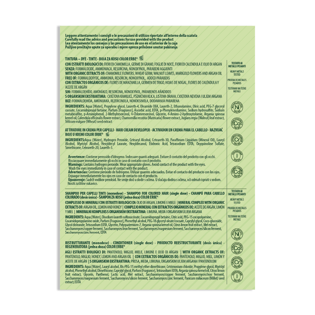 COLOR ERBE - Wholesale Hair Dye - Light Golden Blonde Herbal Color Dye (8.3) - Made in Italy2