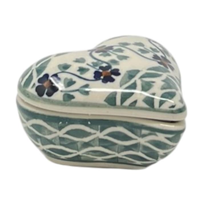 Heart Box, 3" in "Woven Pansies" by Manufaktura | P013T-RV for wholesale by Polish Pottery Outlet