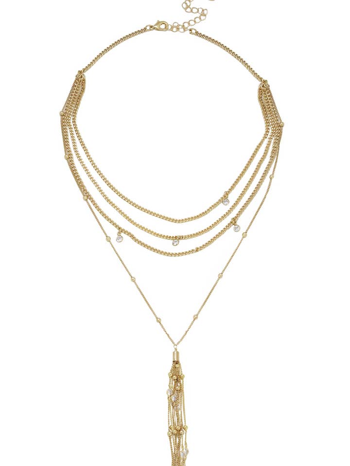 Geschichtete Kette Drop Quaste 18k vergoldet Halskette für den Großhandel von Ettika
