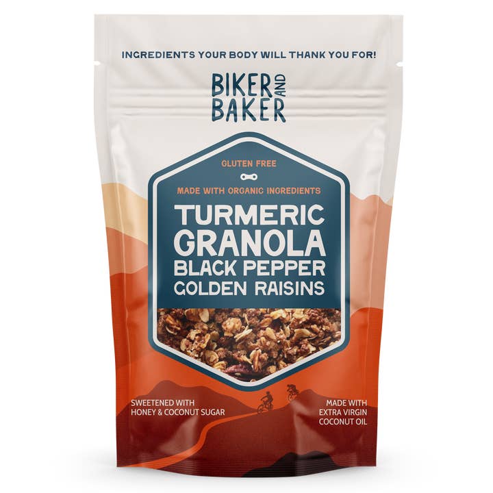 8oz Turmeric Granola for wholesale by The Biker and Baker