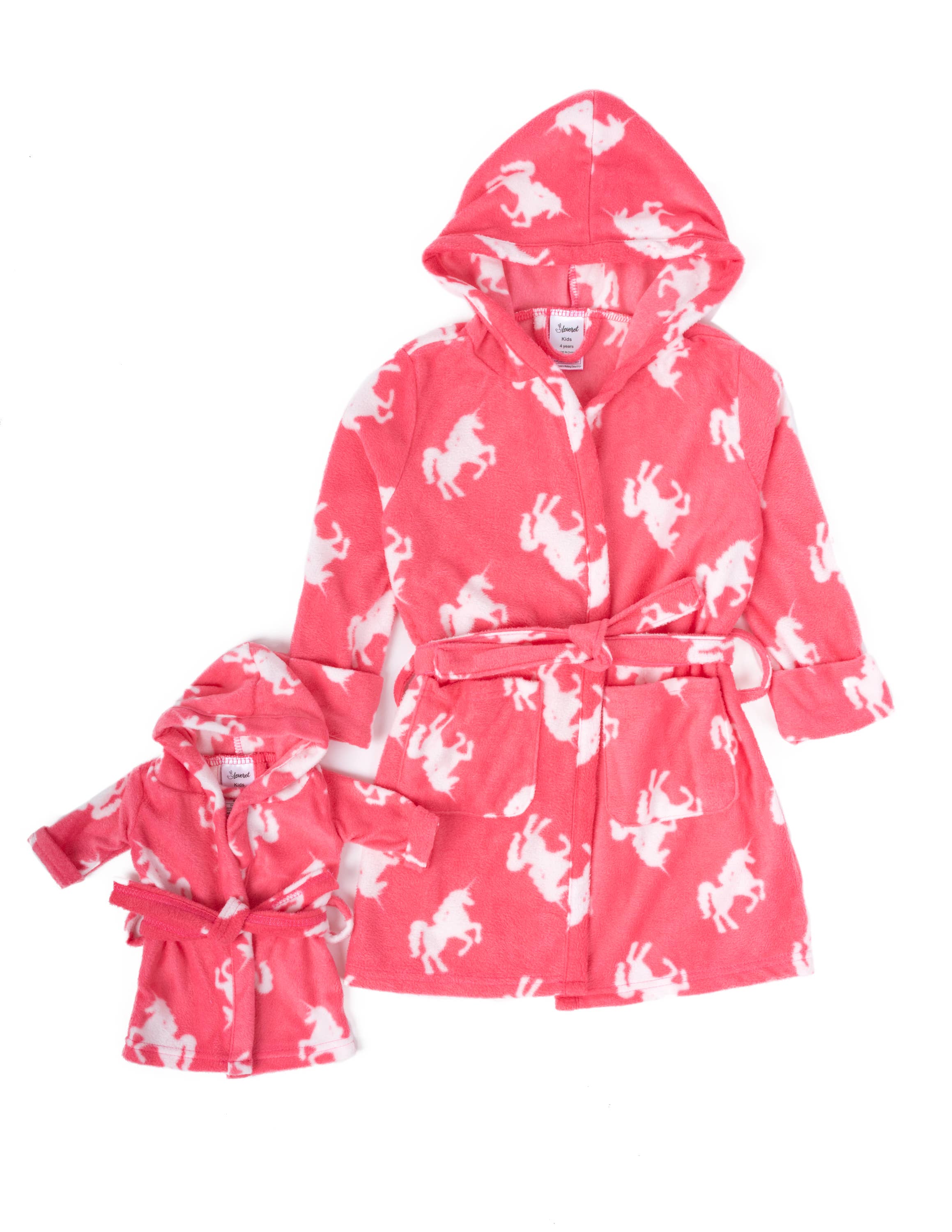 Leveret Pajamas - Wholesale Robe - Kids - Kids Girl & Doll Fleece Hooded Robe14