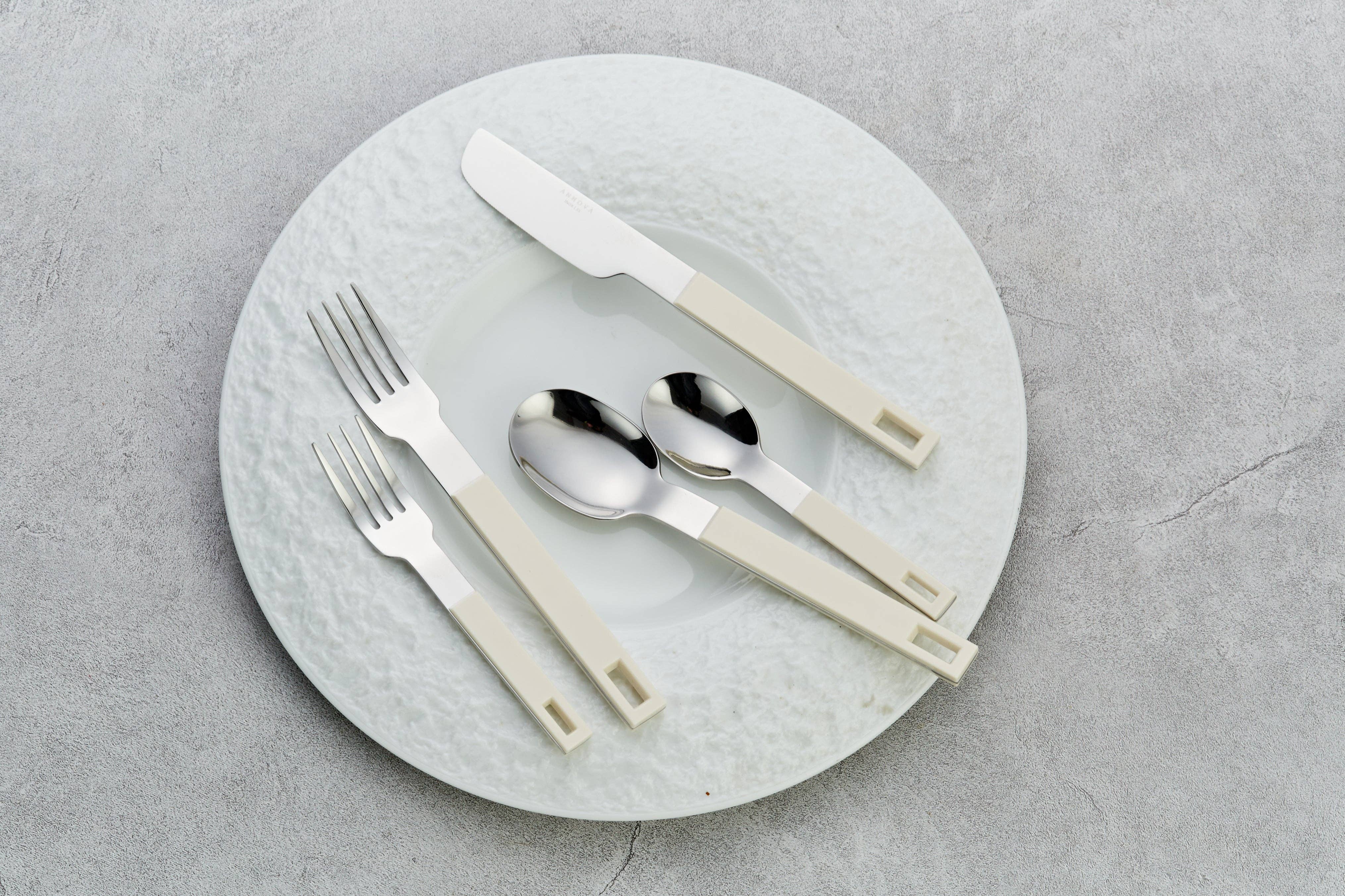 ANNOVA - Wholesale Flatware Set - ANNOVA Block Handle Silverware Set 20 Pieces Color Modern Style Flatware21