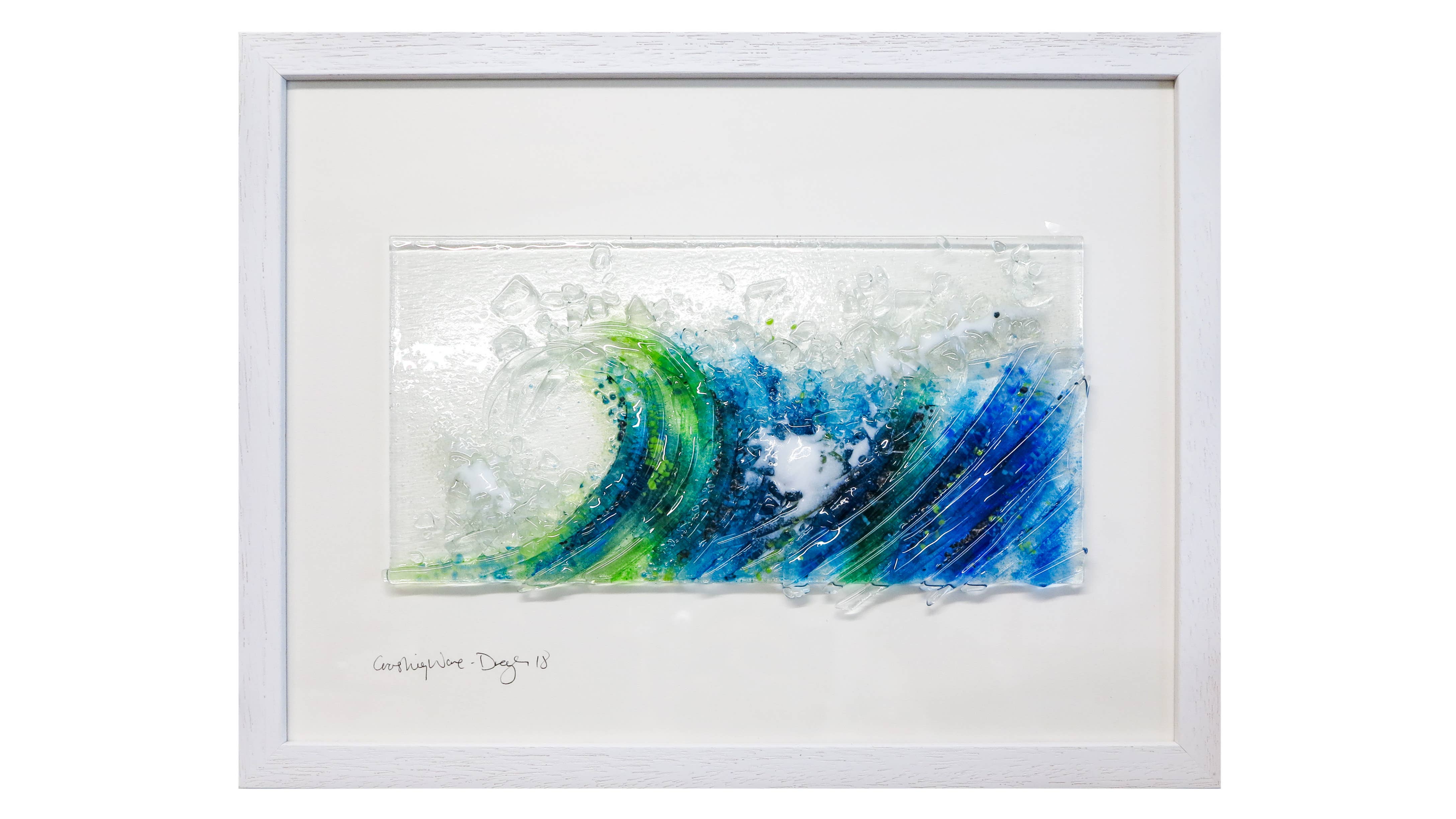 Dreya Glass - Wholesale Wall Accent - Framed Fused Glass Medium Rectangle Wave Wall Art3