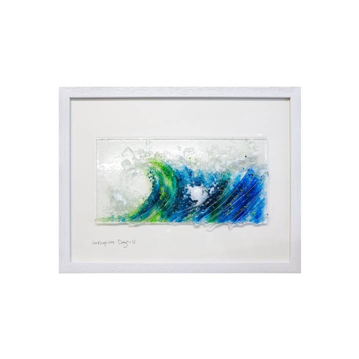 Dreya Glass - Wholesale Wall Accent - Framed Fused Glass Medium Rectangle Wave Wall Art3