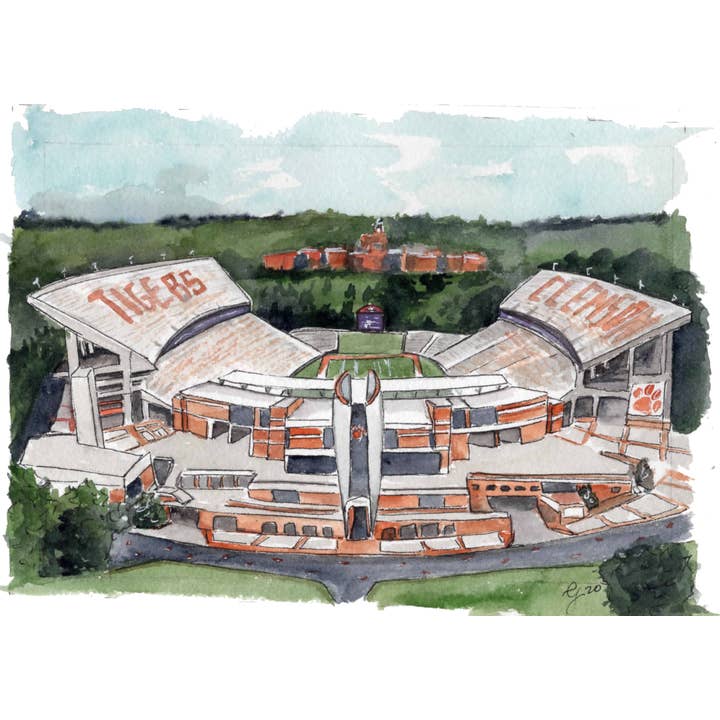 Grace Langdon Art - Wholesale Art Print - Death Valley Clemson Watercolor Art Print