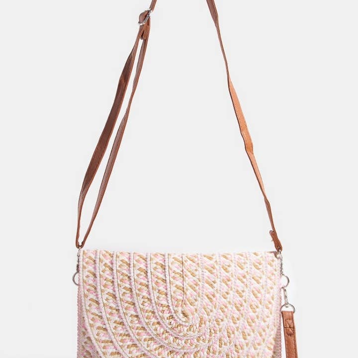 Straw Clutch Envelope Crossbody Bag for wholesale by Collections by Fame Accessories