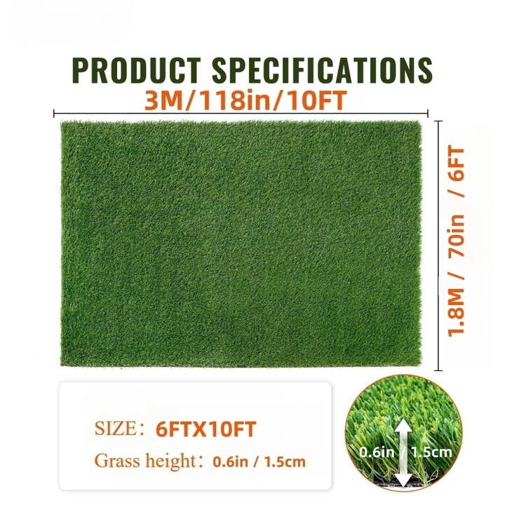 39F Inc. - Wholesale Outdoor Ornament/Decor - 6ft x 10ft Premium Artificial Turf with Drainage Holes1