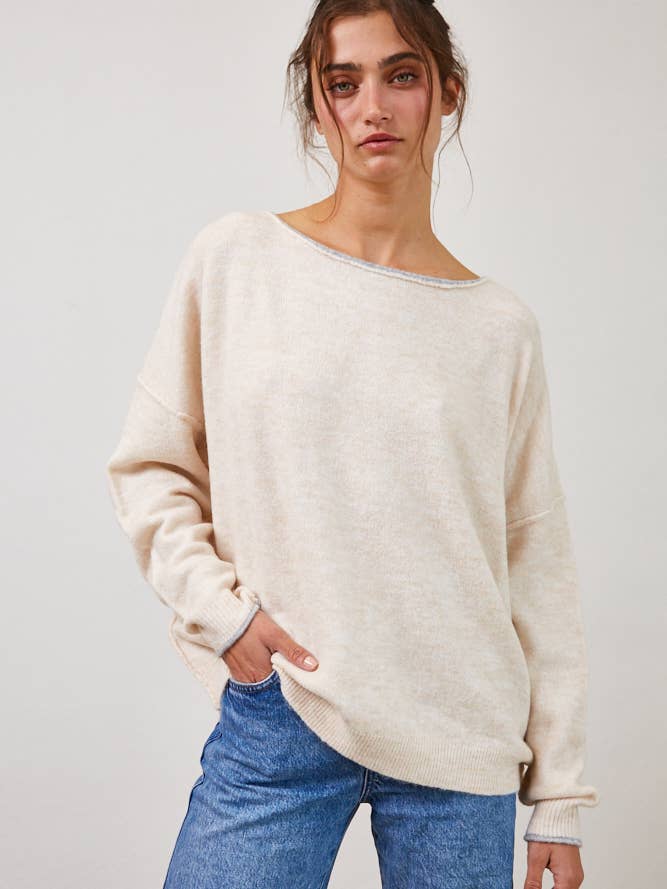 NSW2710 Relaxed Soft Knit Boatneck Sweater for wholesale by Creamon