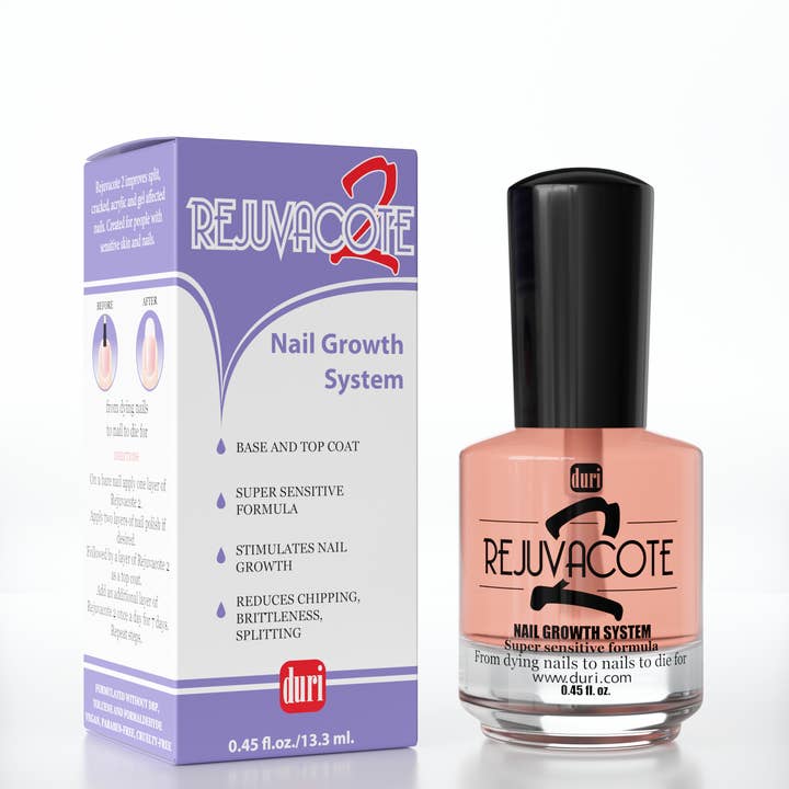 Duri Cosmetics - Wholesale Nail Hardener/Strengthener - Rejuvacote 2 Nail Growth System, Super sensitive formula, Base and Top Coat